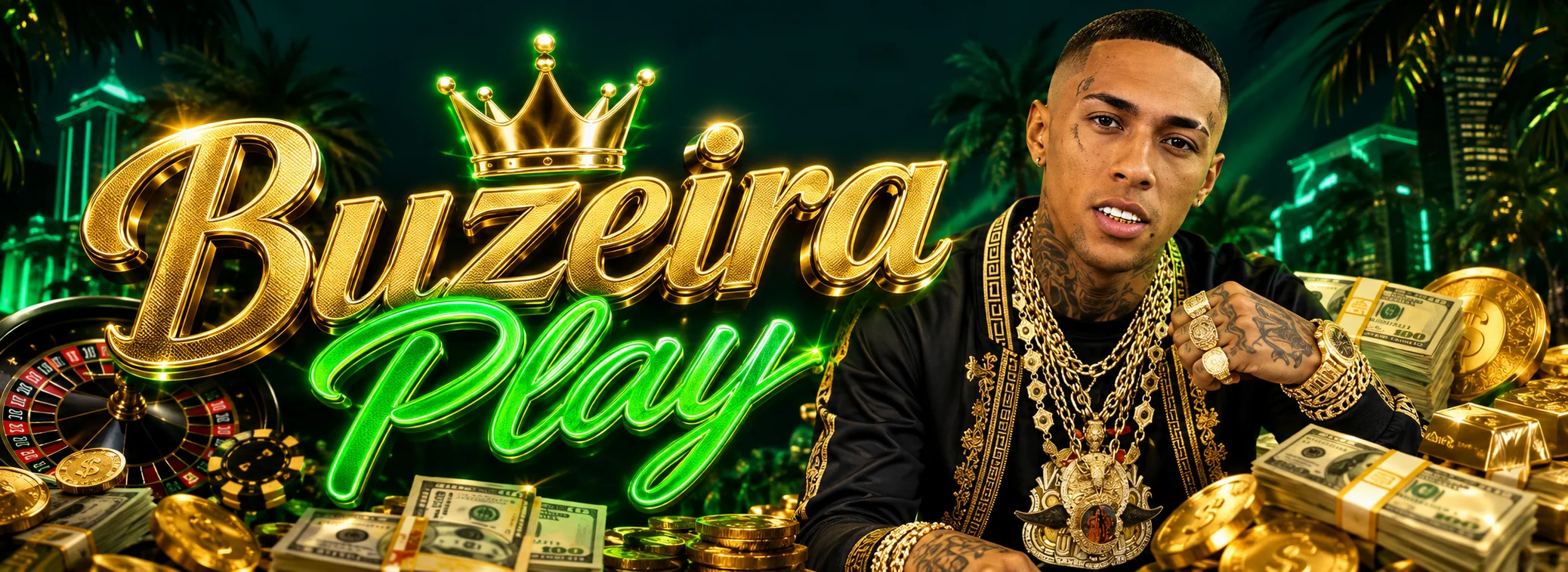Banner do Buzeira Play com o bônus de 100% até R$ 1.000 e 100 giros no Fortune Tiger